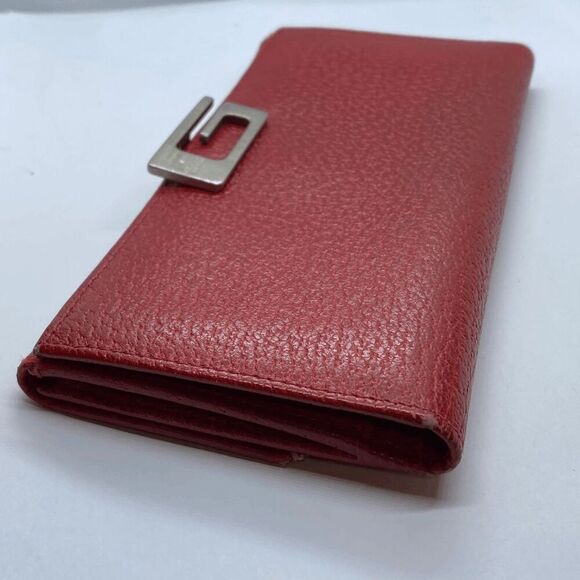 Vintage Gucci Authentic Red Leather Long Slim Wallet w/ Light Wear - Picture 10 of 12